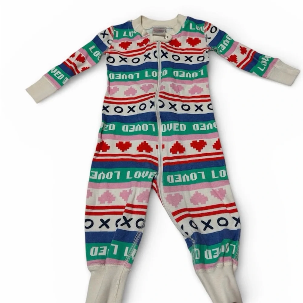 Hanna Andersson Organic Cotton Zip Pajamas | Hearts XOXO | 6–12M
